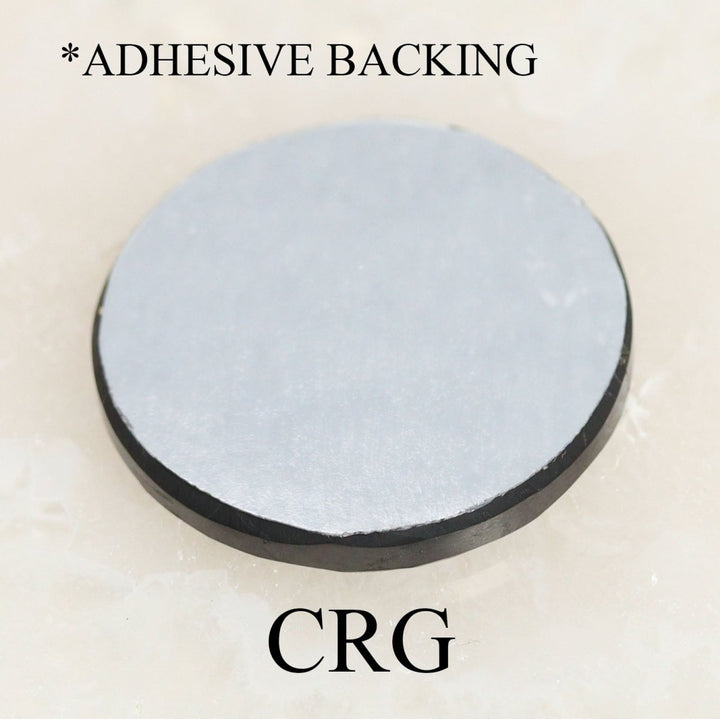 Shungite Polished Round Adhesive Phone Plate (1 Piece) Size 1 Inch Crystal Phone AccessoryCrystal River Gems