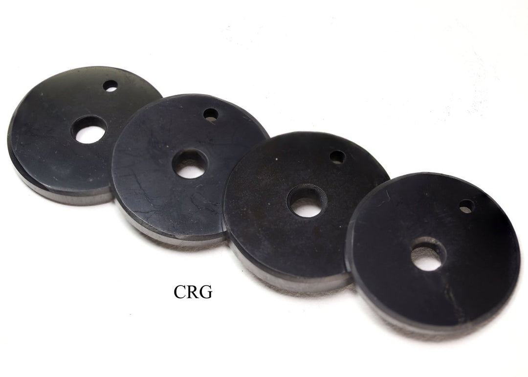 Shungite Ring Pendant (4 Pieces) Size 35 mm Crystal Jewelry CharmCrystal River Gems