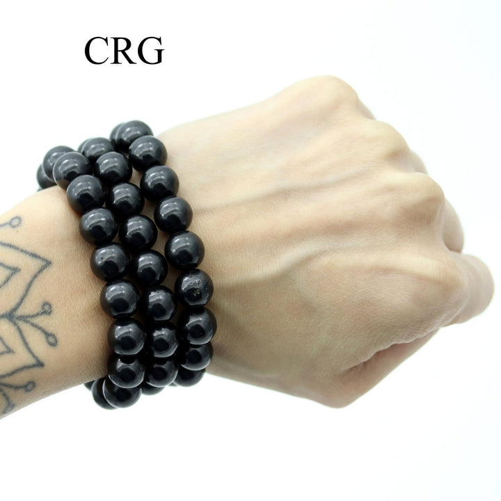 Shungite Tumbled Bracelet (1 Piece) Size 10 mm Crystal Bead Stretch JewelryCrystal River Gems