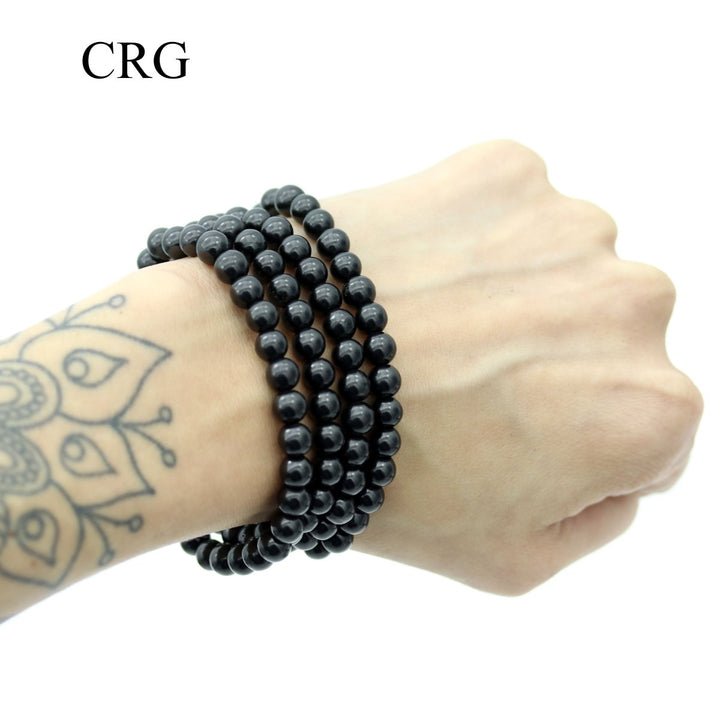 Shungite Tumbled Bracelet (1 Piece) Size 6 mm Crystal Bead Stretch JewelryCrystal River Gems