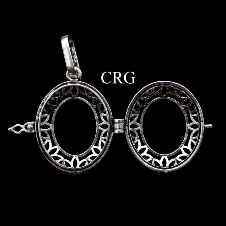 Silver Cabochon Frame Pendant (4 Pieces) Size 1 Inch Fancy Charm CaseCrystal River Gems