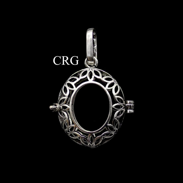 Silver Cabochon Frame Pendant (4 Pieces) Size 1 Inch Fancy Charm CaseCrystal River Gems