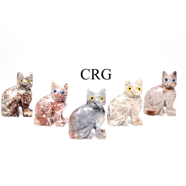 Soapstone Cats (10 Pieces) Size 1.5 Inches Crystal Gemstone Animal CarvingsCrystal River Gems