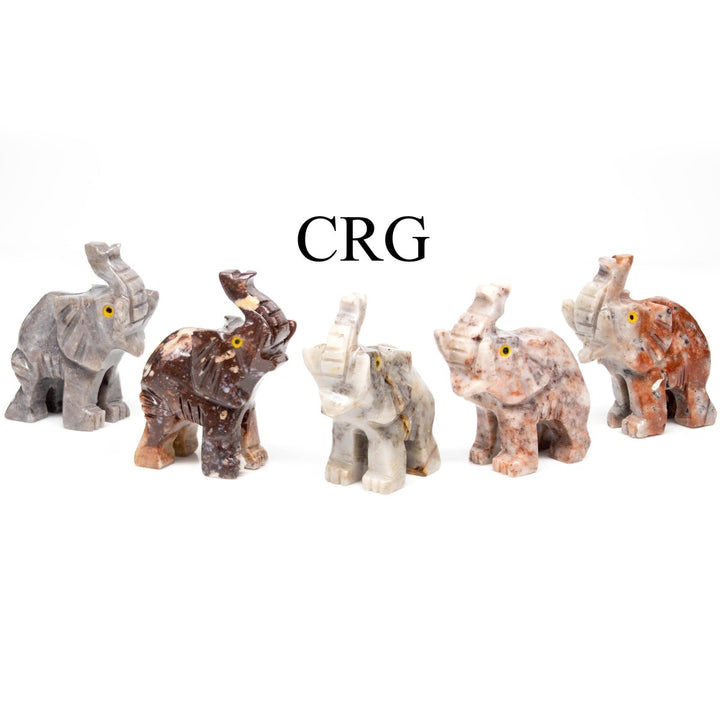 Soapstone Elephants (10 Pieces) Size 1.5 Inches Crystal Gemstone Animal CarvingsCrystal River Gems