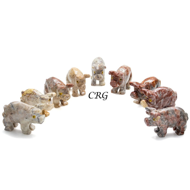 Soapstone Pigs (10 Pieces) Size 1.5 Inches Crystal Gemstone Animal CarvingsCrystal River Gems
