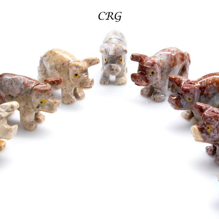 Soapstone Pigs (10 Pieces) Size 1.5 Inches Crystal Gemstone Animal CarvingsCrystal River Gems
