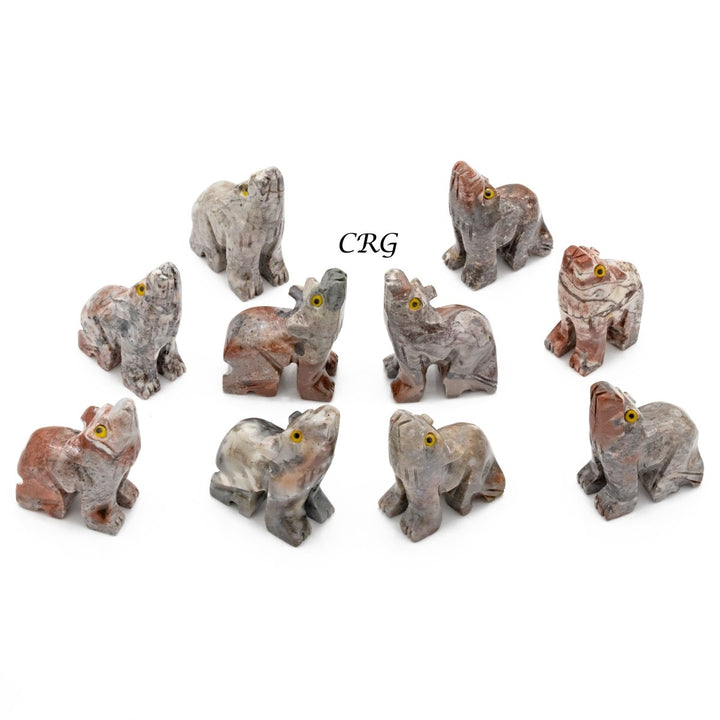 Soapstone Wolf (10 Pieces) Size 1.5 Inches Crystal Gemstone Animal CarvingsCrystal River Gems