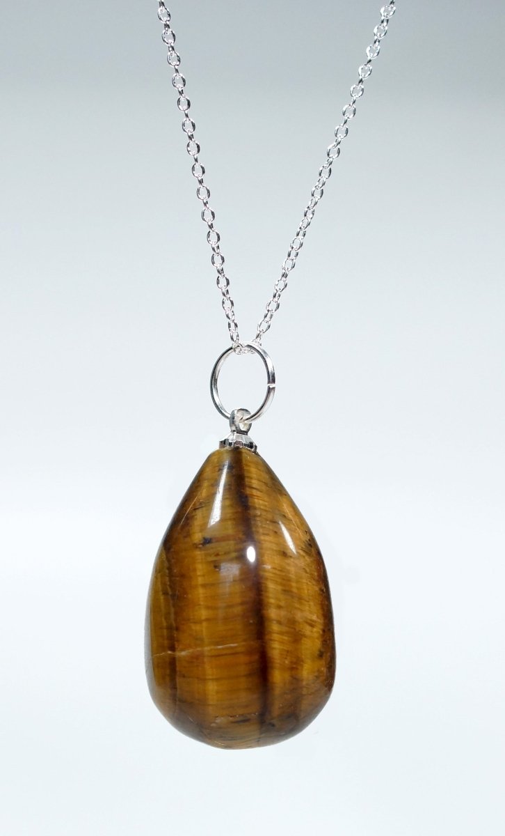 Tiger's Eye Teardrop Pendant with Silver Bail (4 Pieces) Size 1.75 Inches Crystal Jewelry CharmCrystal River Gems