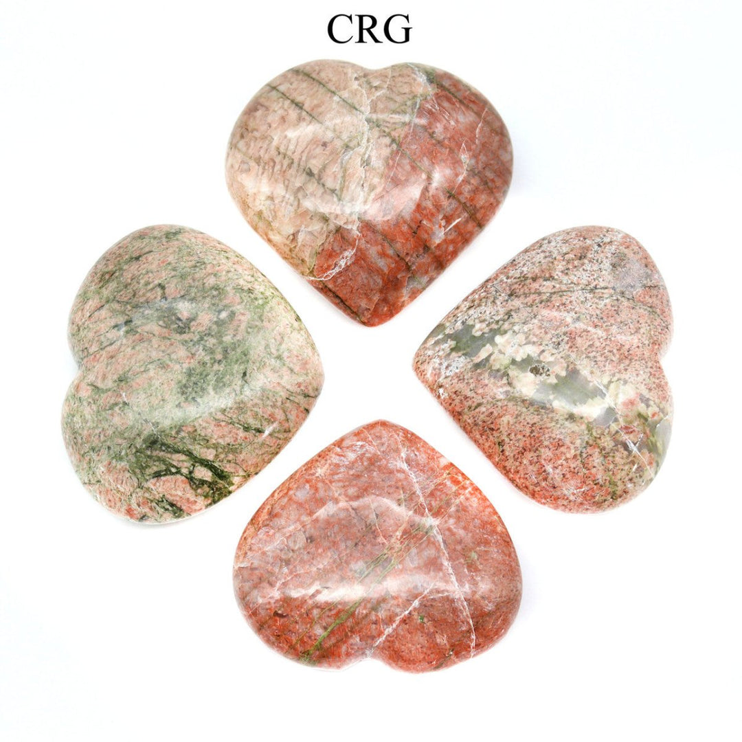 Unakite Puffy Heart (1 - 1.5 in) Gemstone Heart Shape (1 pc)Crystal River Gems