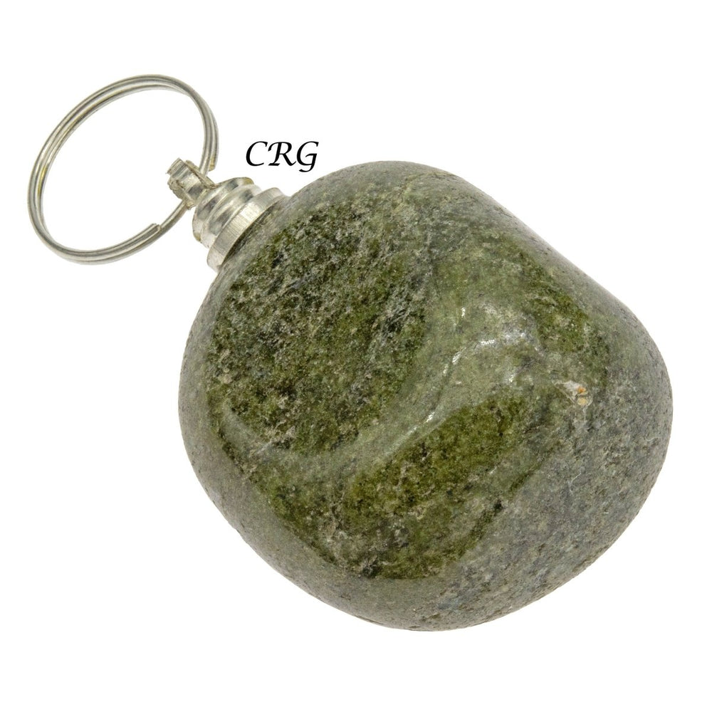 Vesuvianite Tumbled Pendant with Silver Bail (4 Pieces) Wholesale Crystal Gemstone Jewelry Supply Parts Beads Charms