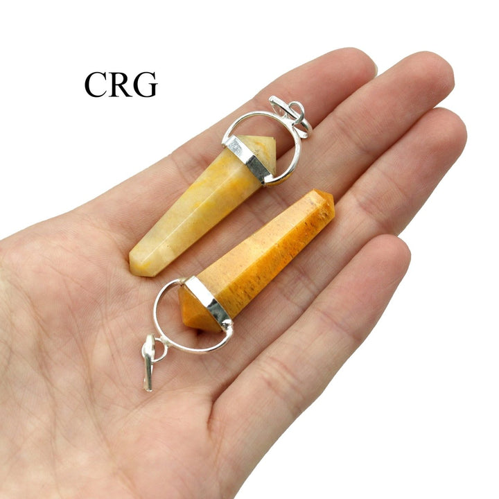 Yellow Quartz Double Point Pendant w/ Silver Swivel Bail - 1" - SET OF 4