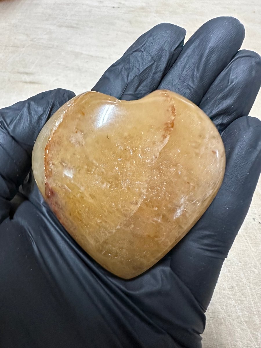 Yellow Quartz Puffy Heart (1 Piece) Size 2 to 4 Inches Crystal Gemstone ShapeCrystal River Gems