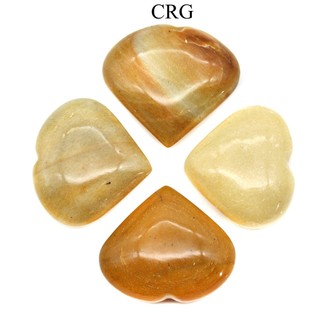 Yellow Quartz Puffy Hearts (4 Pieces) Size 2 to 4 Inches Large Crystal Gemstone