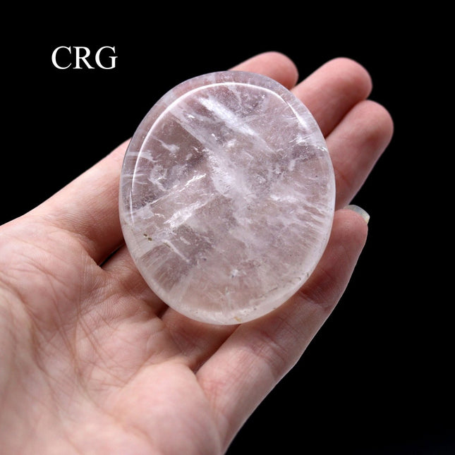 Quartz Palm Stones (50 mm) (2 Pcs) Clear Crystal Gemstone Palm/Worry Stones