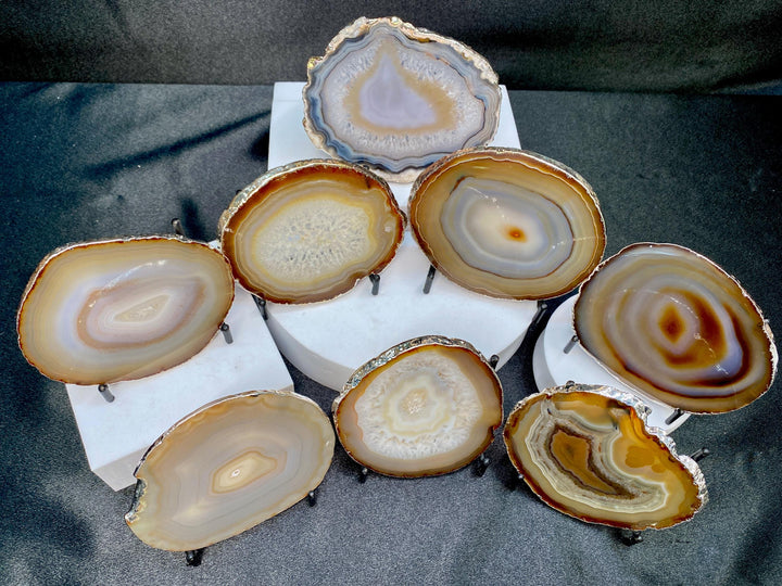 Agate Geode Slice Crystal Coaster Bundle Lot (8 Pieces) Bulk Wholesale Gemstone Décor Collection