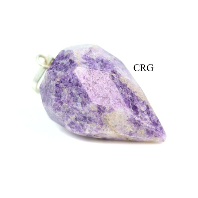 Lepidolite Drop Pendant (1 Inch) (4 Pcs) Silver-Plated Bail Faceted Drop Gemstone Charm