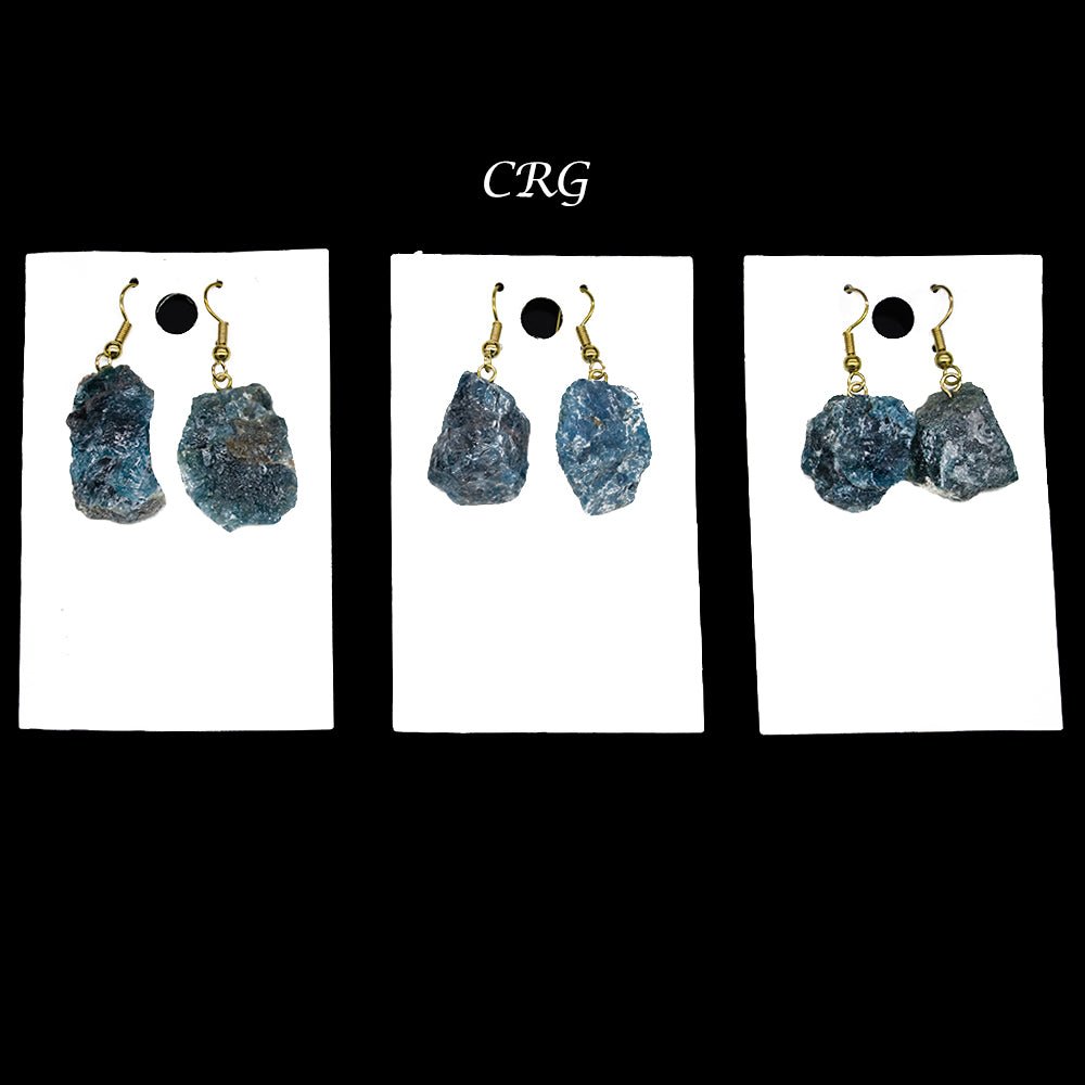 Apatite Rough Earrings with Gold Plated Wire (1 Pair) Wholesale Crystal Gemstone JewelryCrystal River Gems