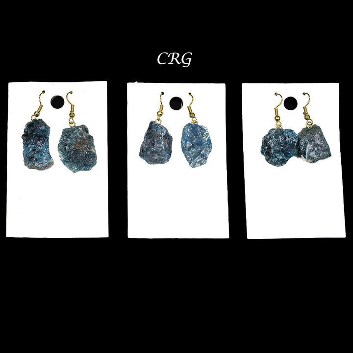 Apatite Rough Earrings with Gold Plated Wire (1 Pair) Wholesale Crystal Gemstone JewelryCrystal River Gems