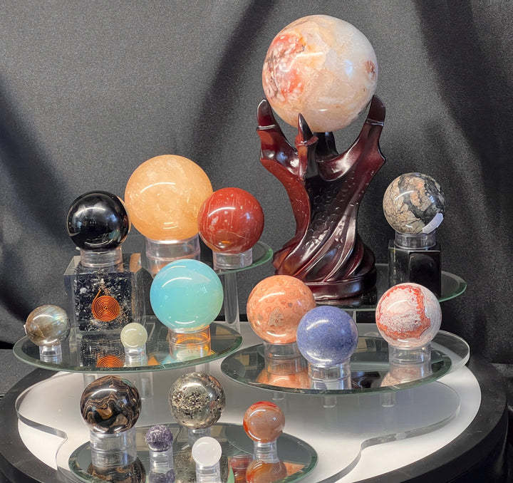 Spheres Mixed Crystal Bundle Lot (16 Pieces) Bulk Wholesale Gemstone Décor Collection