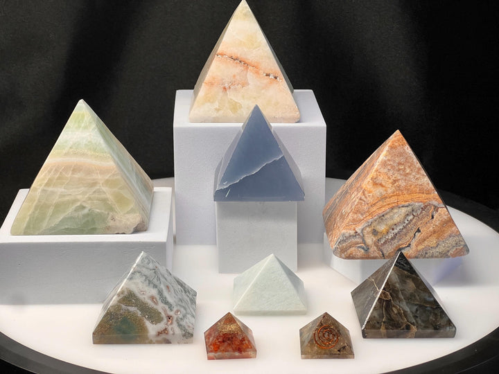 Pyramid (Mixed) Crystal Bundle Lot (9 Pieces) Bulk Wholesale Gemstone Décor Collection