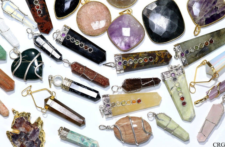 20 PC - Assorted Gemstone Pendants / Gold PlatedCrystal River Gems