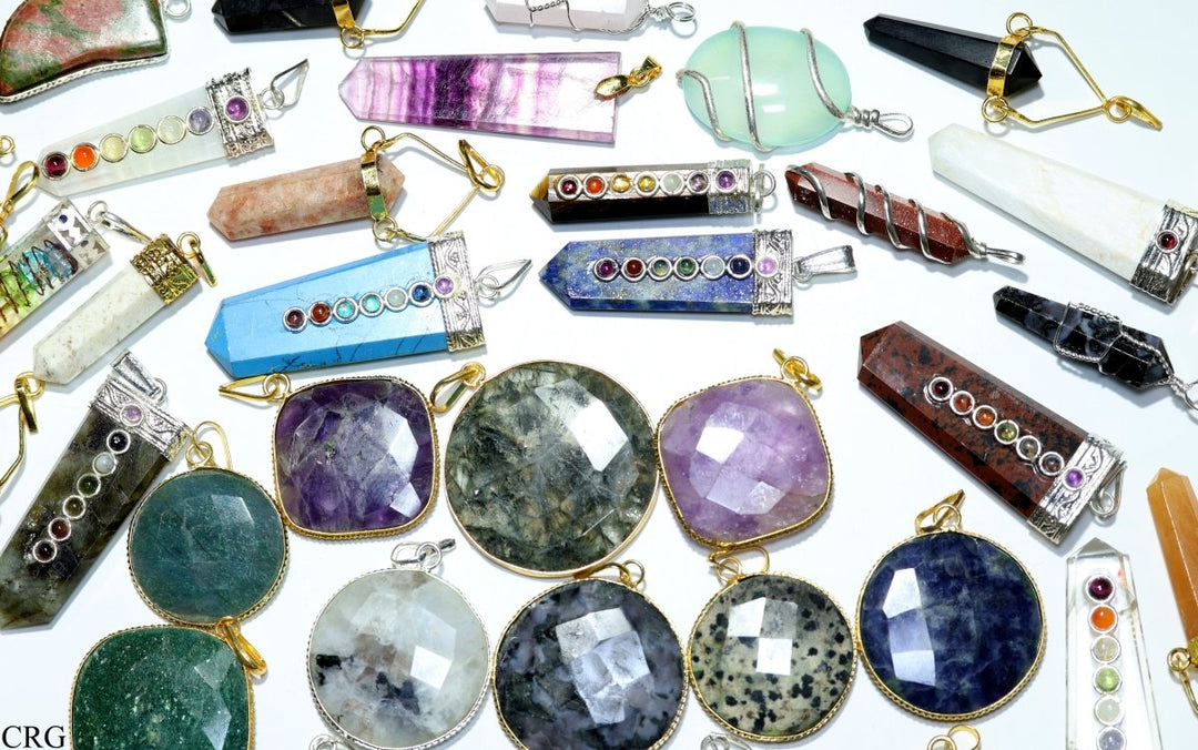 20 PC - Assorted Gemstone Pendants / Gold PlatedCrystal River Gems