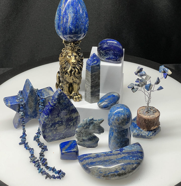 Lapis Carvings Crystal Bundle Lot (14 Pieces) Bulk Wholesale Gemstone Décor Collection