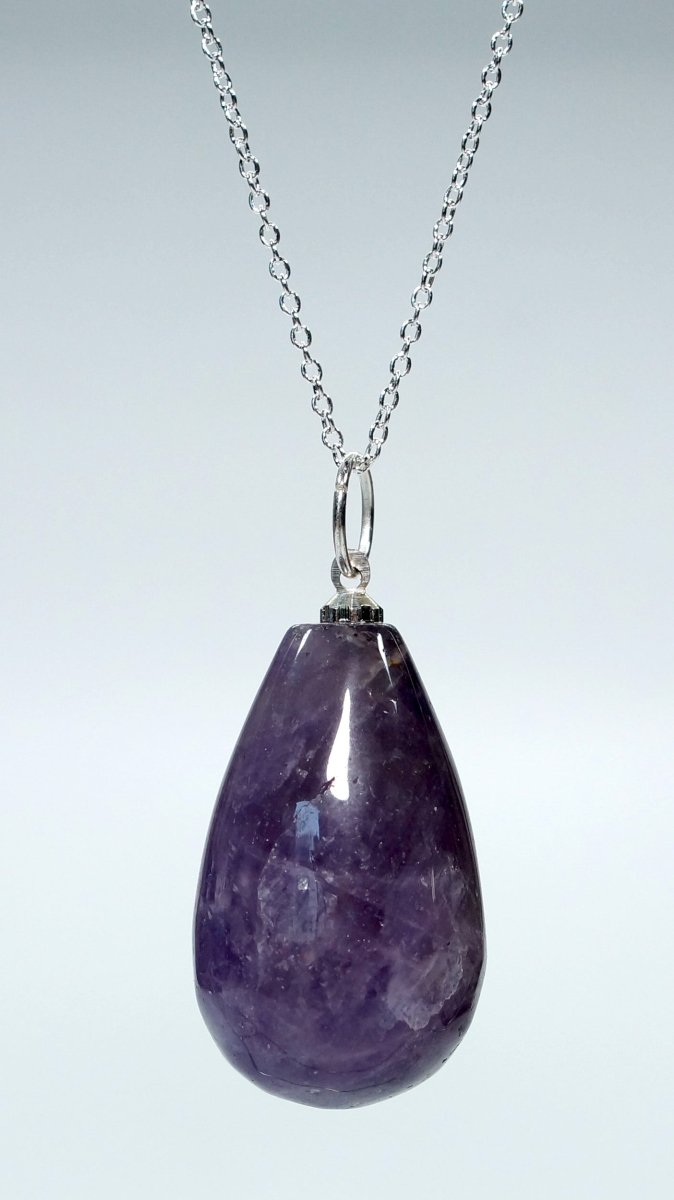 Amethyst Teardrop Pendant (2 Inch) (4 Pcs) Small Teardrop Charm Silver - Plated BailCrystal River Gems