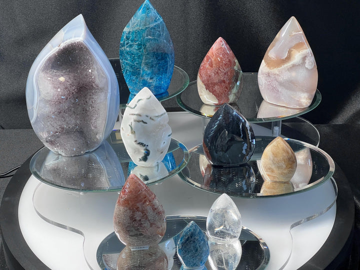 Mixed Gemstone Flames Crystals Bundle Lot (12 Pieces) Bulk Wholesale Gemstone Décor Collection