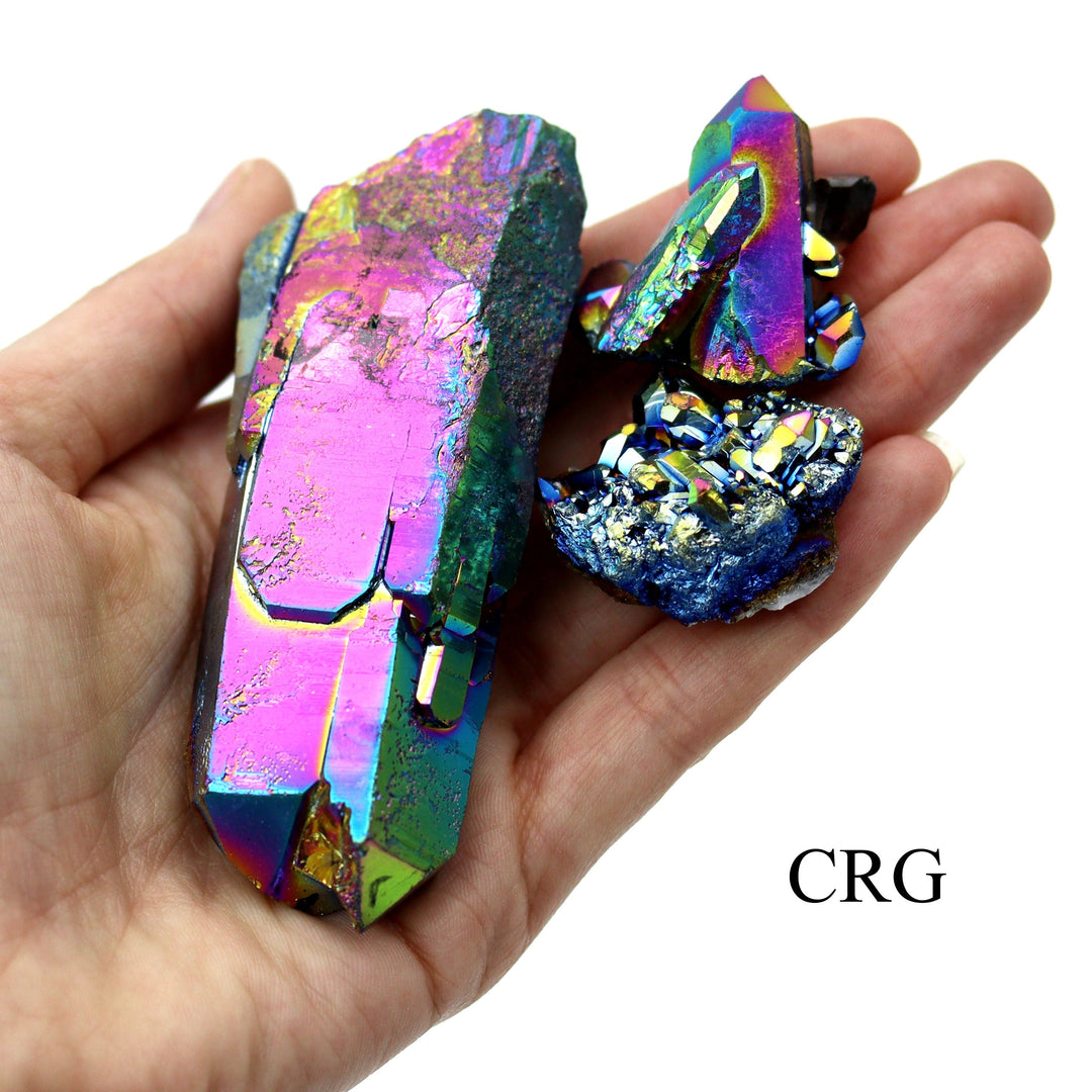 Titanium Aura Quartz Clusters (1 Pound) Size 50 to 250 Grams Bulk Wholesale Lot Crystal Gemstones