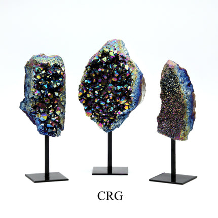 Titanium Aura Amethyst (1 Piece) Size 1 to 1.5 Kilograms Large Crystal Gemstone on Metal Stand