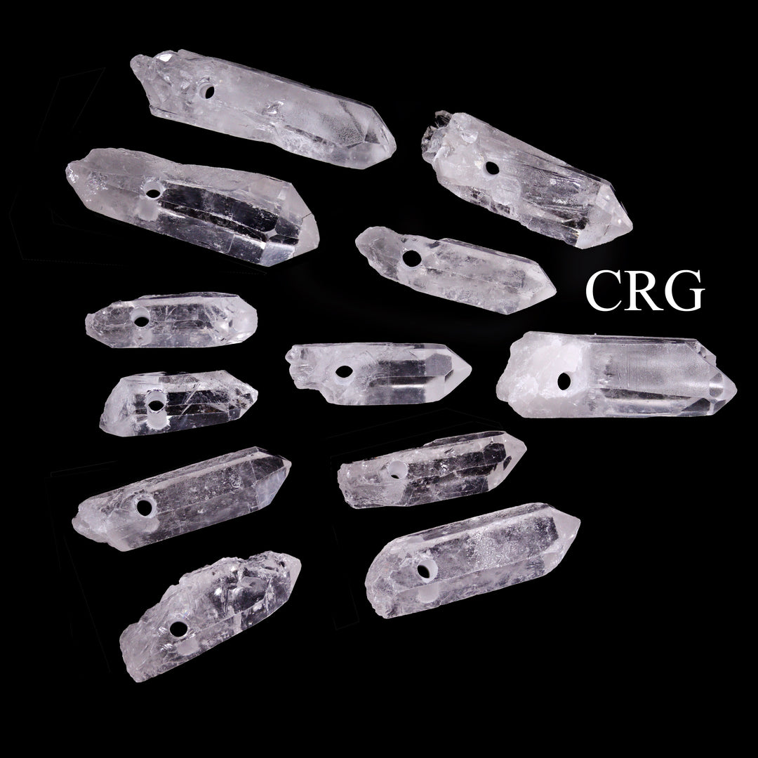 Crystal Quartz Drilled Points (10 Pieces) Size 1 to 1.25 Inches Drilled Crystal Jewelry Points