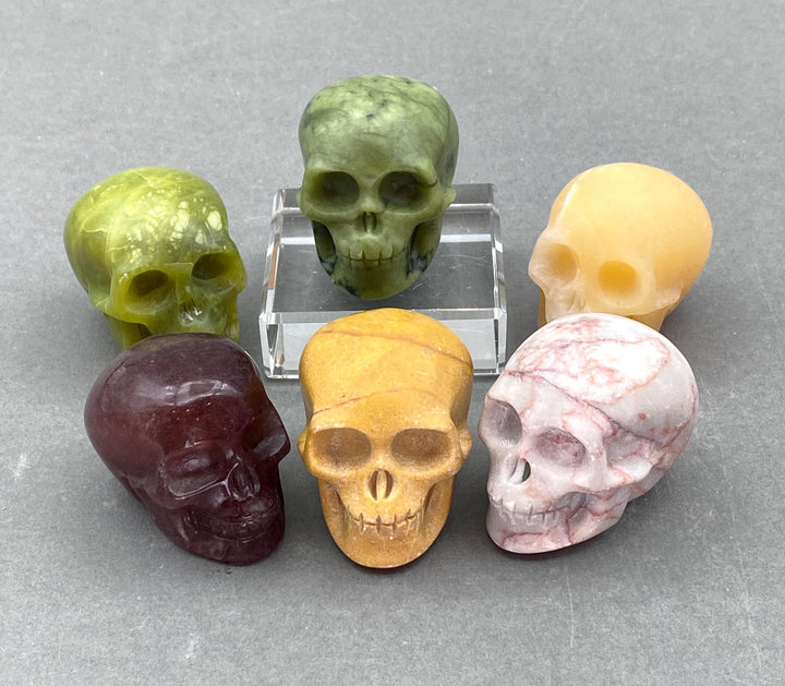 Assorted Gemstone Small Skull Figurine