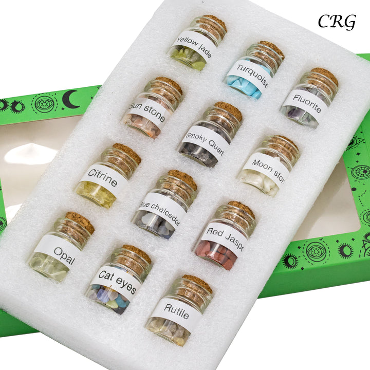 Gemstone Chips in Small Bottle (24 Pieces)(2 Sets Of 12) Assorted Crystal Confetti