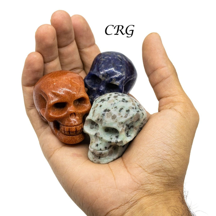 Assorted Gemstone Skulls Size 2 Inches Mixed Crystal Carvings