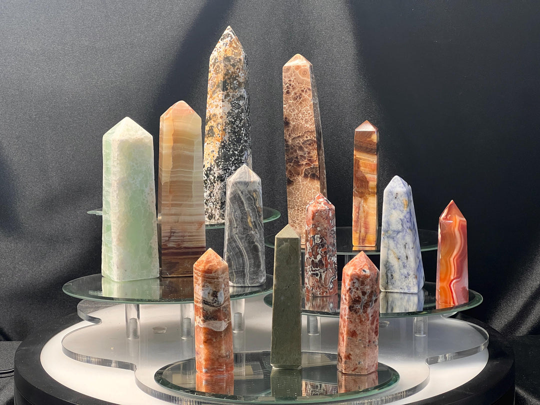 Mixed Gemstone Towers Crystal Bundle Lot (12 Pieces) Bulk Wholesale Gemstone Décor Collection