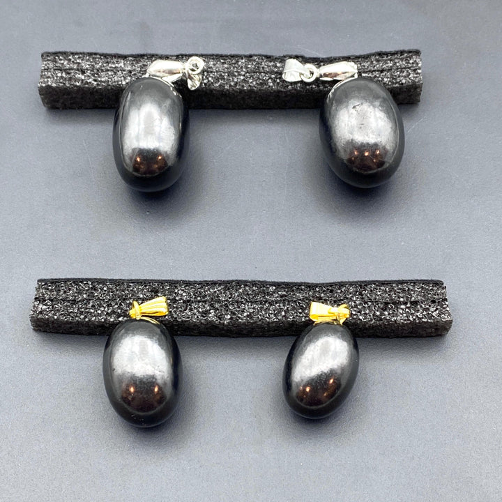 Shungite Polished Egg Gold or Silver Pendant