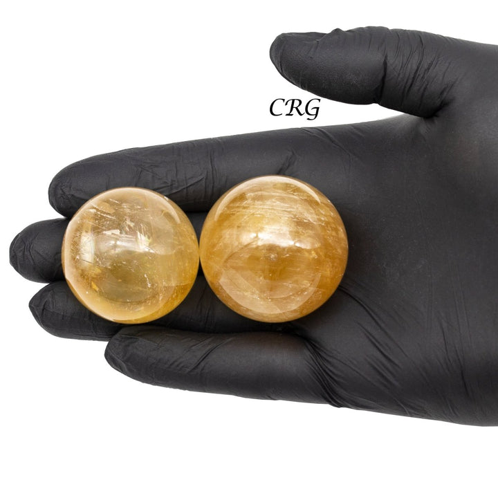 Honey Calcite Small Polished Sphere (1 Piece) (Size 40 mm) Hand Carved Gemstone DecorCrystal River Gems