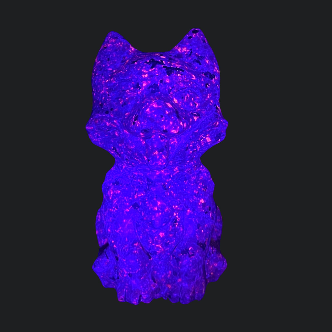 Sodalite Syenite Dog Gemstone (1 Piece) Size 6 Inches UV Reactive Crystal Animal Carving