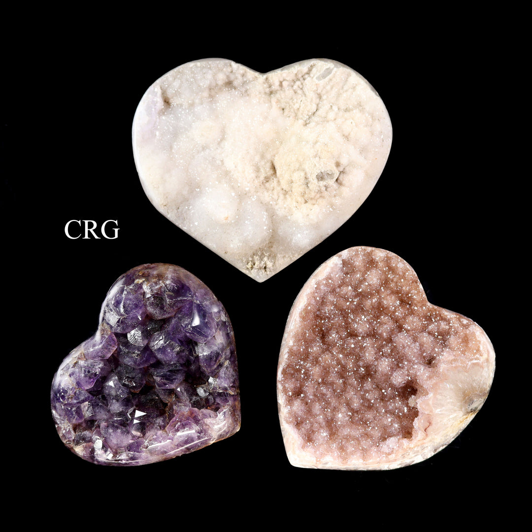 Amethyst Druzy Heart with Polished Edges (1 Kilogram) Polished Edge Crystal Heart with Rough Back