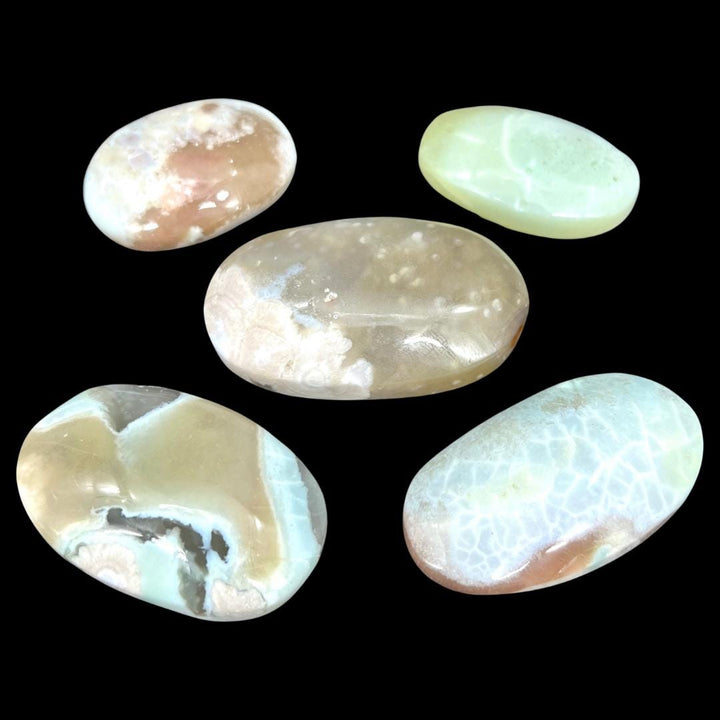 Green Flower Agate Palm Stone