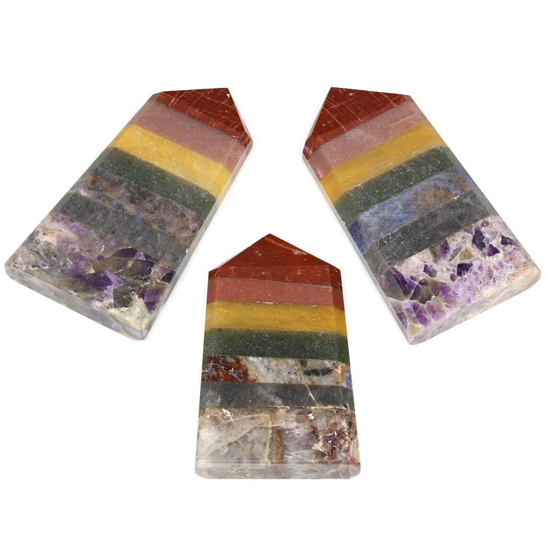 7 Stone Flat Point (1 Piece) Size 4 Inches Multicolored Crystal Gemstone TowerCrystal River Gems