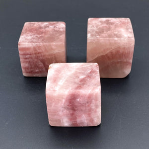Rose Calcite Gemstone Cube Carving