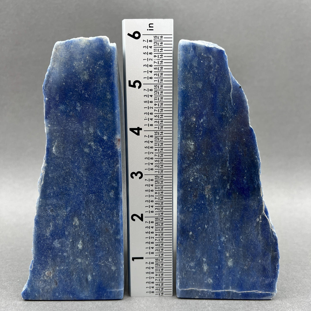 Blue Quartz Polished Face Bookend Pair Gemstone Home Decor Wholesale Crystal Supply