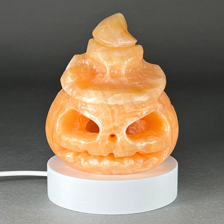 Orange Calcite Pumpkin Lamp