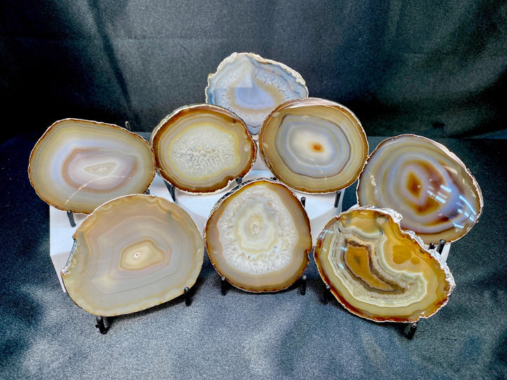 Agate Geode Slice Crystal Coaster Bundle Lot (8 Pieces) Bulk Wholesale Gemstone Décor Collection