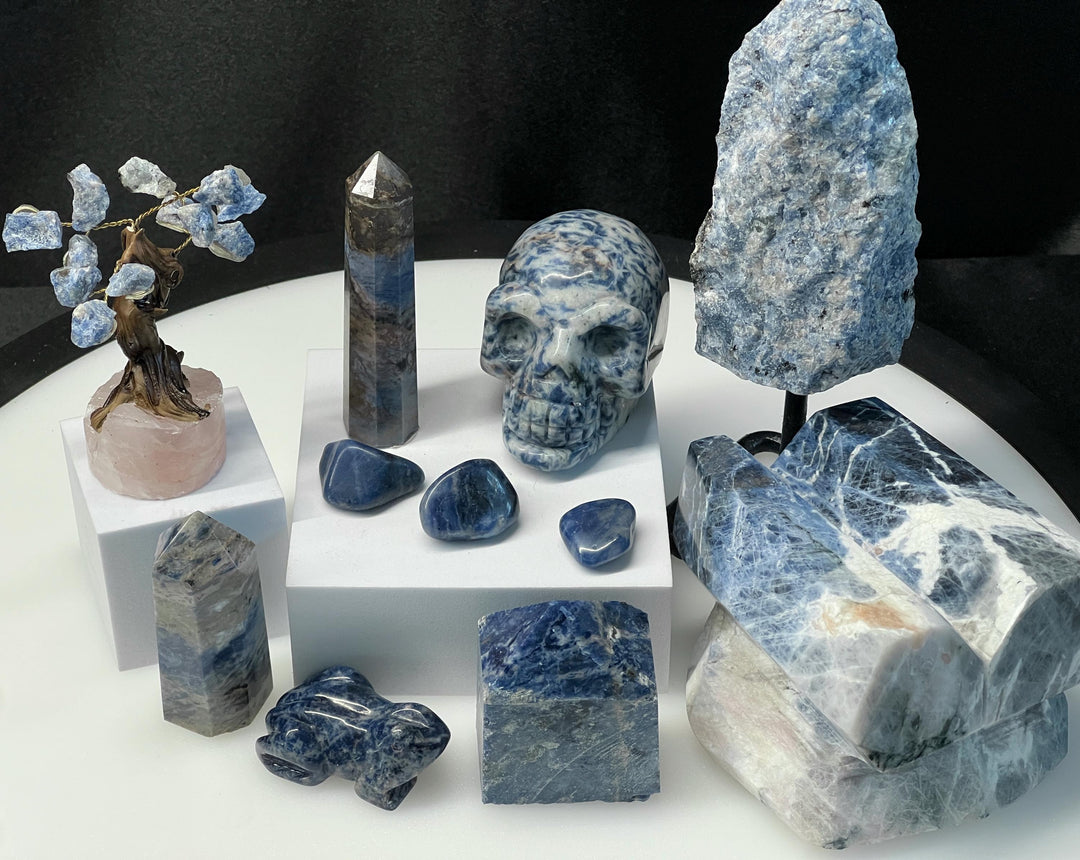 Sodalite Crystal Bundle Lot (11 Pieces) Bulk Wholesale Gemstone Décor Collection