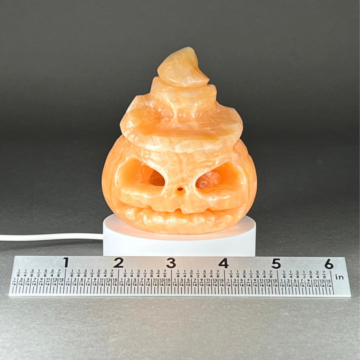 Orange Calcite Pumpkin Lamp