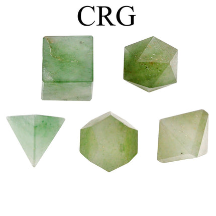 Green Aventurine Platonic Set (18-20 mm) (5 Pcs) Polished Solid Crystal Geometry Set