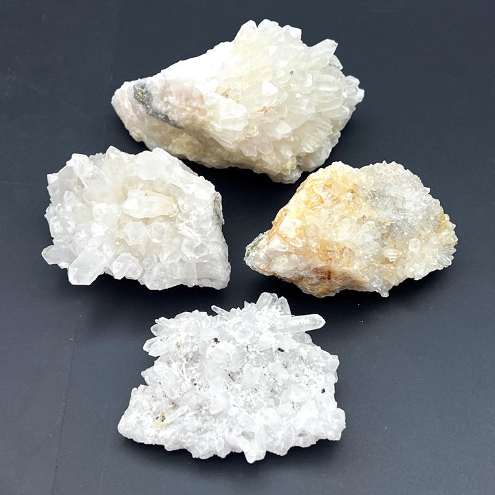 Crystal Quartz Raw Clusters On Rock Matrix